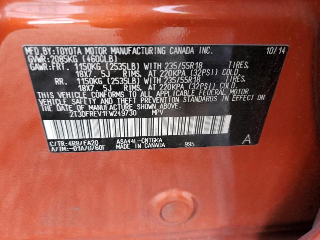 Photo 14 from auction – 2015 TOYOTA RAV4 LIMIT with VIN 2T3DFREV1FW249730