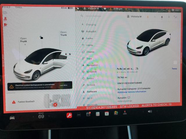 Photo 9 from auction – 2019 TESLA MODEL 3 with VIN 5YJ3E1EA3KF326465