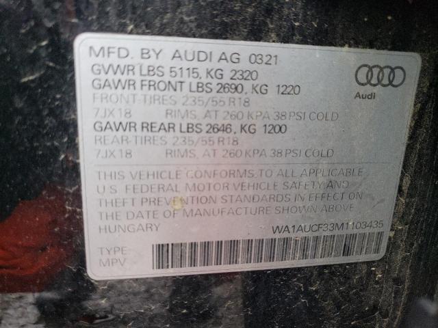 Photo 14 from auction – 2021 AUDI Q3 PREMIUM with VIN WA1AUCF33M1103435