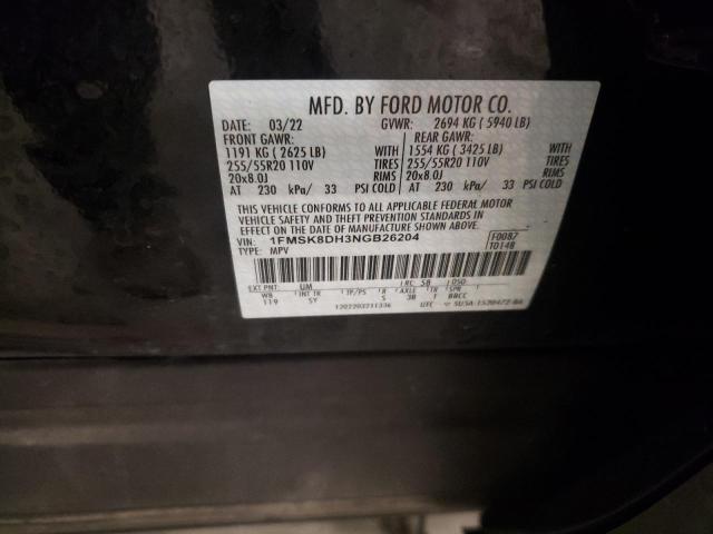Photo 14 from auction – 2022 FORD EXPLORER X with VIN 1FMSK8DH3NGB26204