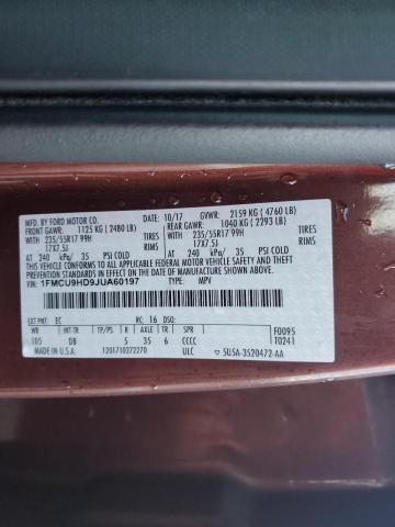 Photo 14 from auction – 2018 FORD ESCAPE SEL with VIN 1FMCU9HD9JUA60197