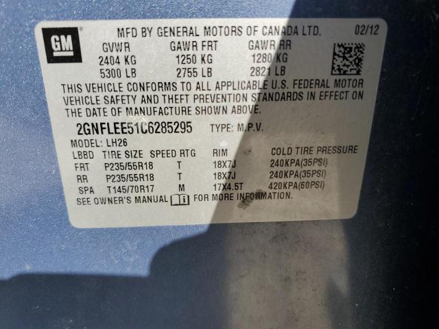Photo 14 from auction – 2012 CHEVROLET EQUINOX LT with VIN 2GNFLEE51C6285295