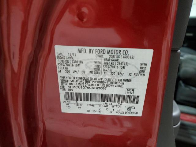 Photo 14 from auction – 2012 FORD ESCAPE XLT with VIN 1FMCU9D70CKB28367
