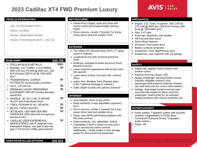 Photo 13 from auction – 2023 CADILLAC XT4 PREMIU with VIN 1GYFZCR45PF178317