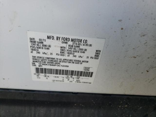 Photo 14 from auction – 2015 FORD EXPLORER with VIN 1FM5K7B88FGC12359