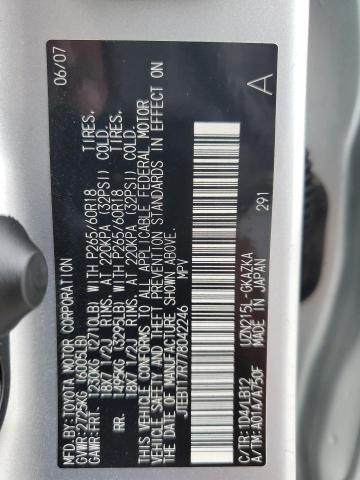 Photo 14 from auction – 2007 TOYOTA 4RUNNER LI with VIN JTEBT17R778042246