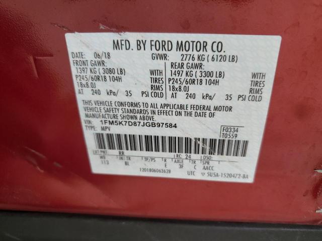 Photo 14 from auction – 2018 FORD EXPLORER X with VIN 1FM5K7D87JGB97584