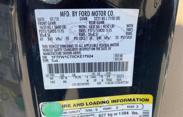 Photo 10 from auction – 2012 FORD F150 SUPER with VIN 1FTFW1CT0CKE17924