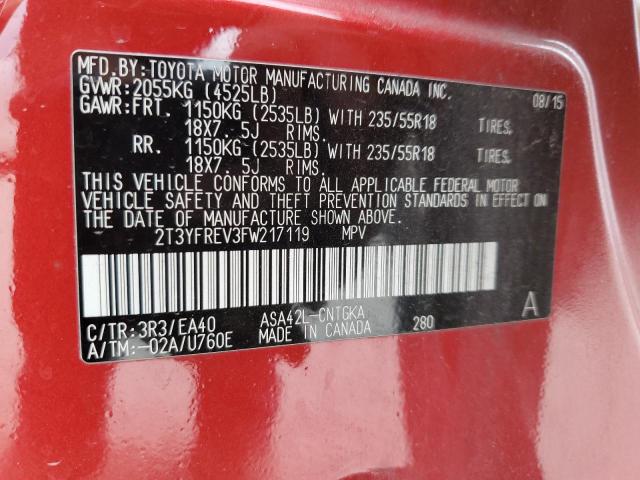 Photo 14 from auction – 2015 TOYOTA RAV4 LIMIT with VIN 2T3YFREV3FW217119