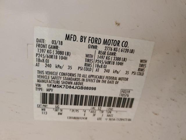 Photo 14 from auction – 2018 FORD EXPLORER X with VIN 1FM5K7D84JGB08098
