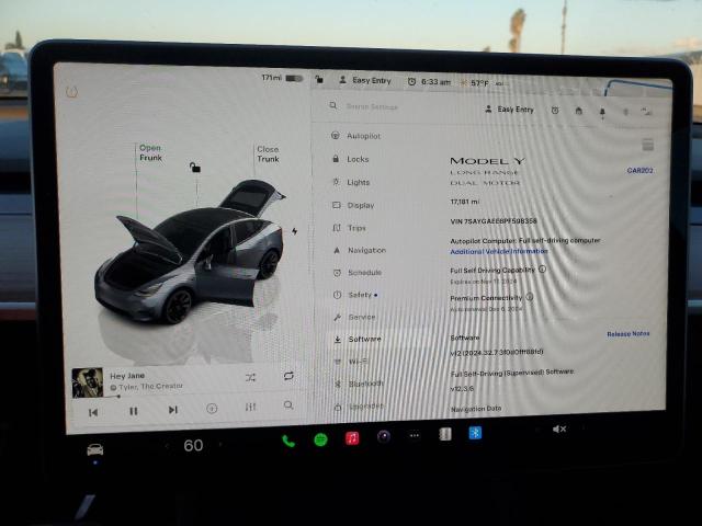 Photo 9 from auction – 2023 TESLA MODEL Y with VIN 7SAYGAEE6PF598358