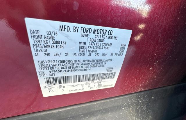 Photo 10 from auction – 2016 FORD EXPLORER with VIN 1FM5K7BH8GGC54614