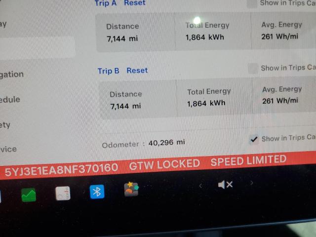 Photo 9 from auction – 2022 TESLA MODEL 3 with VIN 5YJ3E1EA8NF370160