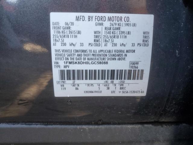Photo 14 from auction – 2020 FORD EXPLORER X with VIN 1FMSK8DH0LGC58088
