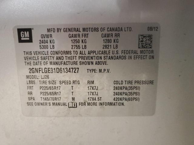 Photo 14 from auction – 2013 CHEVROLET EQUINOX LT with VIN 2GNFLGE31D6134727