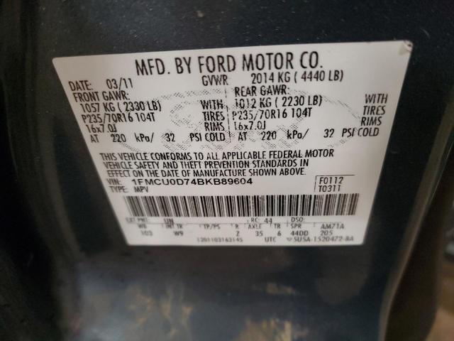 Photo 14 from auction – 2011 FORD ESCAPE XLT with VIN 1FMCU0D74BKB89604