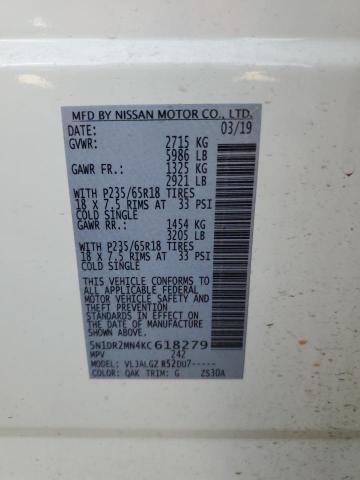 Photo 14 from auction – 2019 NISSAN PATHFINDER with VIN 5N1DR2MN4KC618279