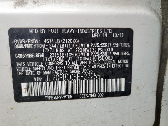 Photo 14 from auction – 2014 SUBARU XV CROSSTR with VIN JF2GPBCC6EH222550
