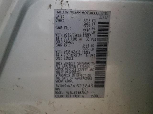 Photo 14 from auction – 2018 NISSAN PATHFINDER with VIN 5N1DR2MN2JC623849