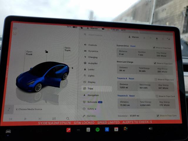 Photo 9 from auction – 2022 TESLA MODEL 3 with VIN 5YJ3E1EA2NF371076