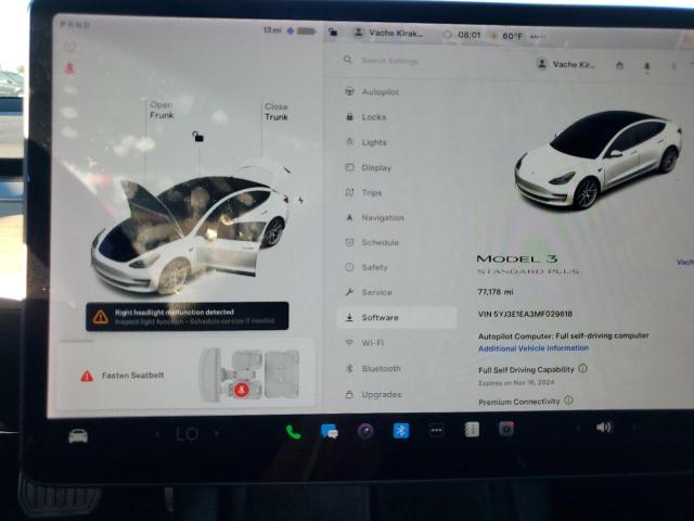 Photo 9 from auction – 2021 TESLA MODEL 3 with VIN 5YJ3E1EA3MF029618