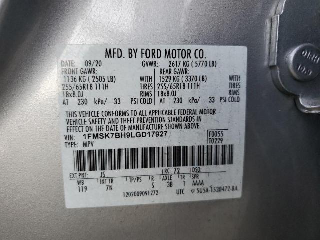 Photo 14 from auction – 2020 FORD EXPLORER with VIN 1FMSK7BH9LGD17927