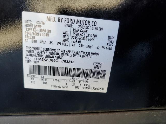 Photo 14 from auction – 2016 FORD EXPLORER X with VIN 1FM5K8D89GGC63213
