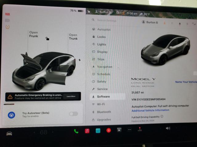 Photo 9 from auction – 2021 TESLA MODEL Y with VIN 5YJYGDEE9MF065494