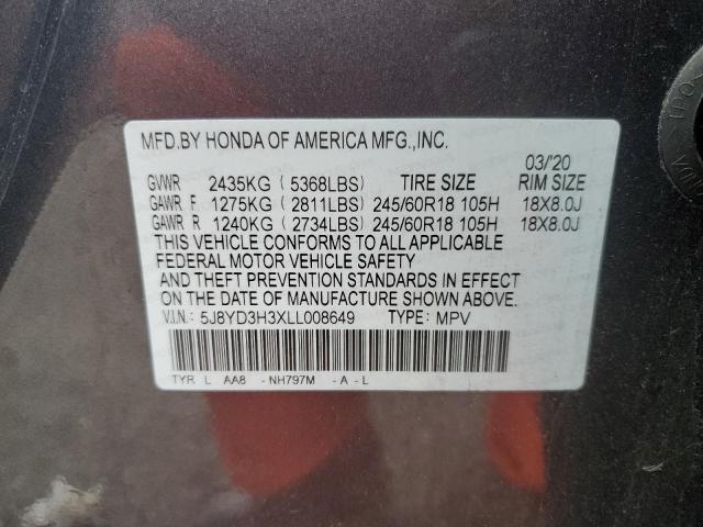 Photo 14 from auction – 2020 ACURA MDX with VIN 5J8YD3H3XLL008649