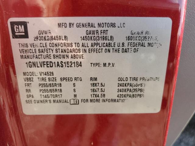 Photo 14 from auction – 2010 CHEVROLET TRAVERSE L with VIN 1GNLVFED1AS152184