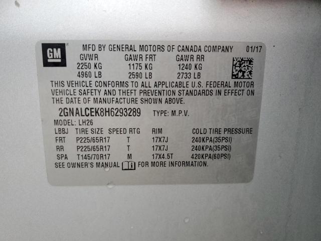 Photo 14 from auction – 2017 CHEVROLET EQUINOX LT with VIN 2GNALCEK8H6293289
