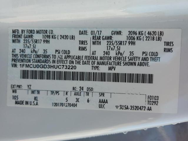 Photo 14 from auction – 2017 FORD ESCAPE SE with VIN 1FMCU0GD3HUC73220