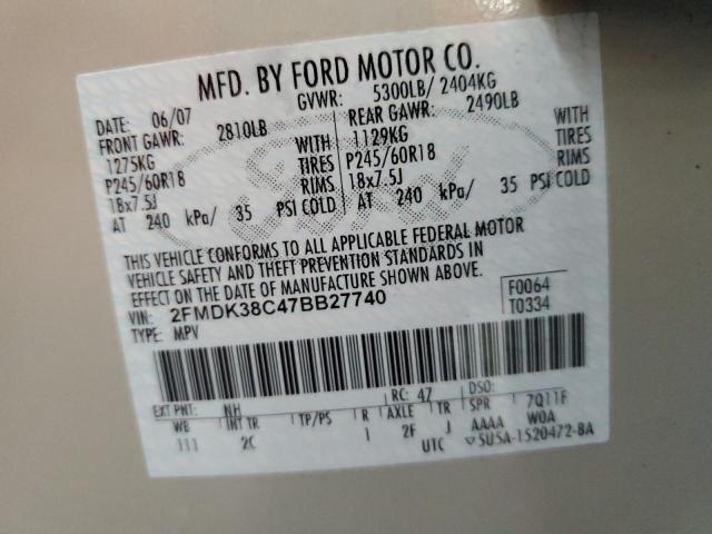 Photo 14 from auction – 2007 FORD EDGE SEL with VIN 2FMDK38C47BB27740