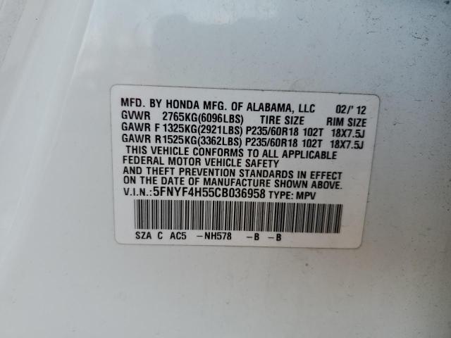 Фото 14 с аукциона – 2012 HONDA PILOT EXL с VIN 5FNYF4H55CB036958