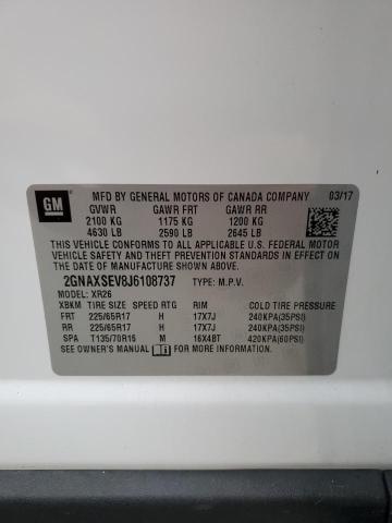 Photo 14 from auction – 2018 CHEVROLET EQUINOX LT with VIN 2GNAXSEV8J6108737