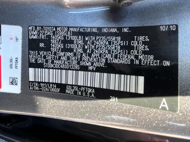 Photo 10 from auction – 2011 TOYOTA SIENNA XLE with VIN 5TDDK3DC4BS013285
