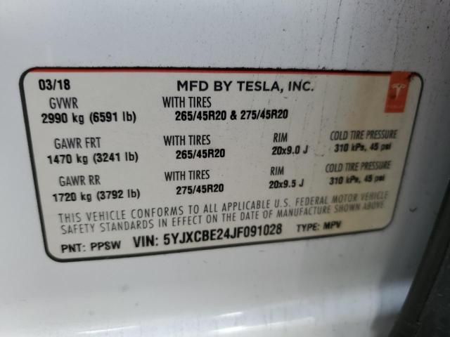 Photo 14 from auction – 2018 TESLA MODEL X with VIN 5YJXCBE24JF091028