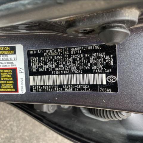 Photo 10 from auction – 2014 TOYOTA CAMRY L with VIN 4T1BF1FK6EU779342