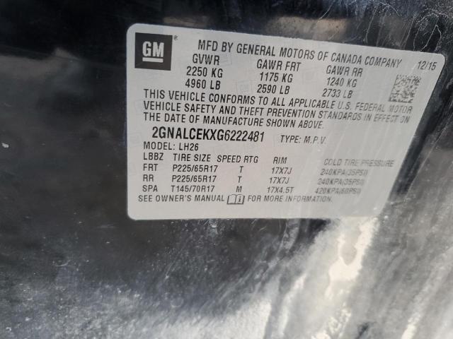 Photo 14 from auction – 2016 CHEVROLET EQUINOX LT with VIN 2GNALCEKXG6222481
