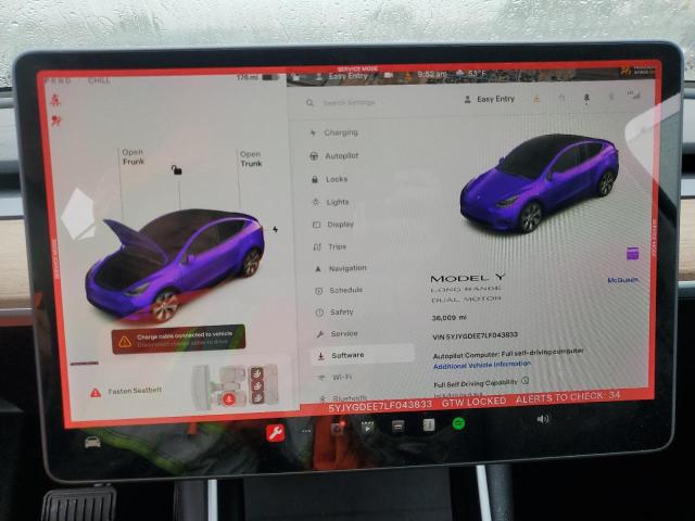 Photo 9 from auction – 2020 TESLA MODEL Y with VIN 5YJYGDEE7LF043833