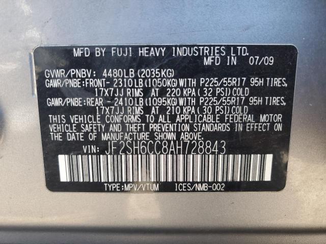 Photo 14 from auction – 2010 SUBARU FORESTER 2 with VIN JF2SH6CC8AH728843