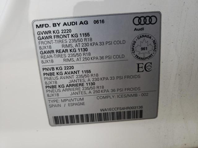 Photo 14 from auction – 2017 AUDI Q3 PREMIUM with VIN WA1ECCFS4HR003136
