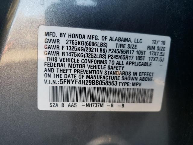 Photo 14 from auction – 2011 HONDA PILOT LX with VIN 5FNYF4H29BB058563