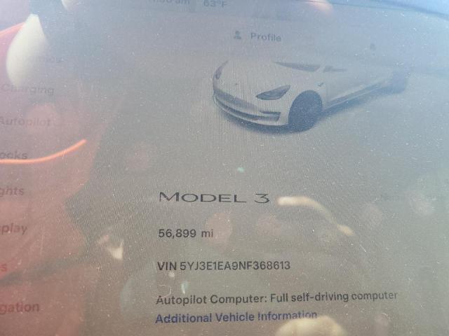Photo 9 from auction – 2022 TESLA MODEL 3 with VIN 5YJ3E1EA9NF368613