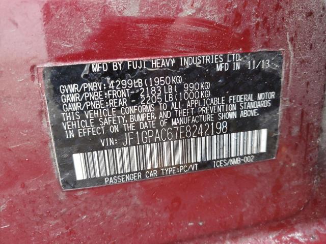Photo 14 from auction – 2014 SUBARU IMPREZA PR with VIN JF1GPAC67E8242198