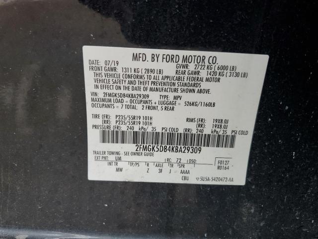 Photo 14 from auction – 2019 FORD FLEX LIMIT with VIN 2FMGK5D84KBA29309