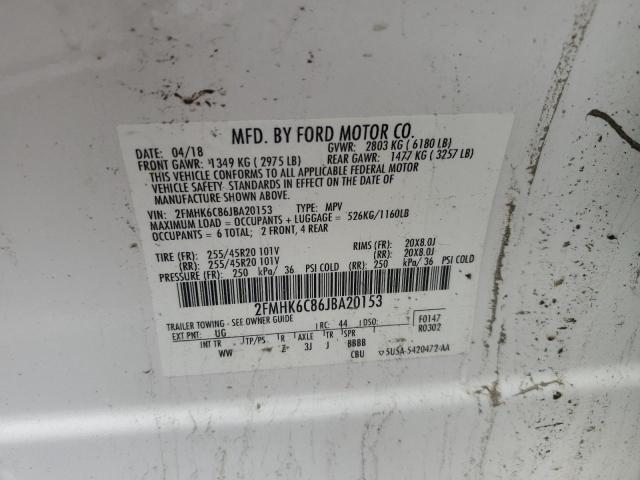 Photo 14 from auction – 2018 FORD FLEX SEL with VIN 2FMHK6C86JBA20153