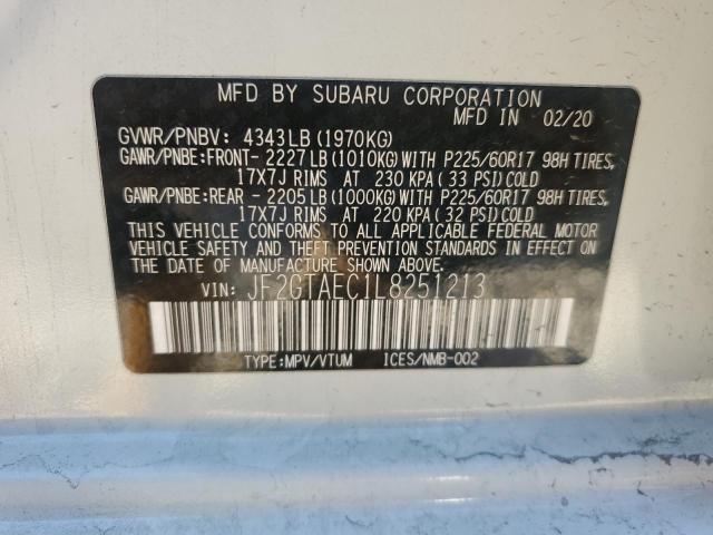 Photo 14 from auction – 2020 SUBARU CROSSTREK with VIN JF2GTAEC1L8251213