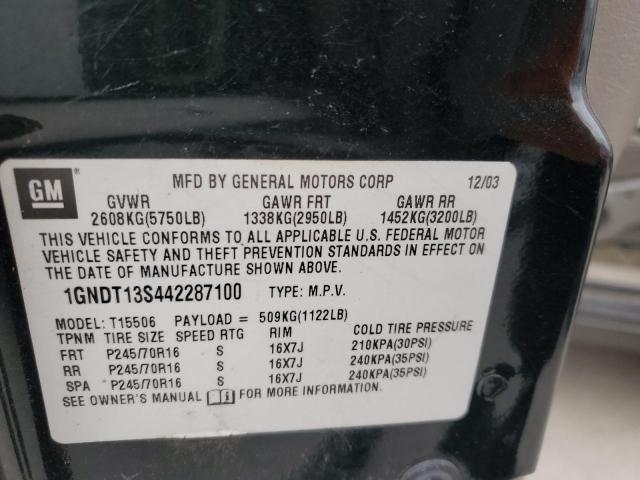 Photo 14 from auction – 2004 CHEVROLET TRAILBLAZE with VIN 1GNDT13S442287100
