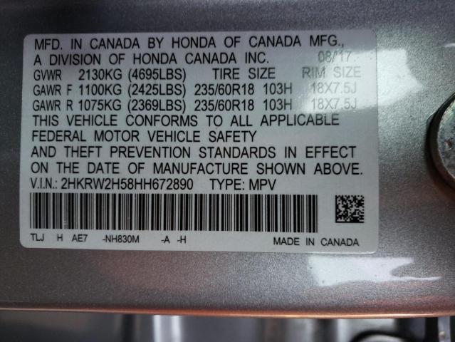 Photo 14 from auction – 2017 HONDA CR-V EX with VIN 2HKRW2H58HH672890